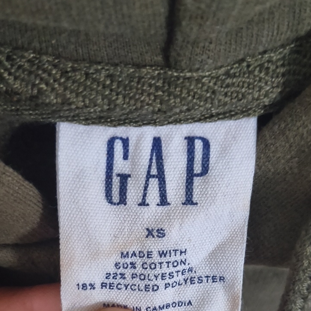 GAP Olive Green Zip-Up Hoodie with Pink Logo - Picture 2 of 3